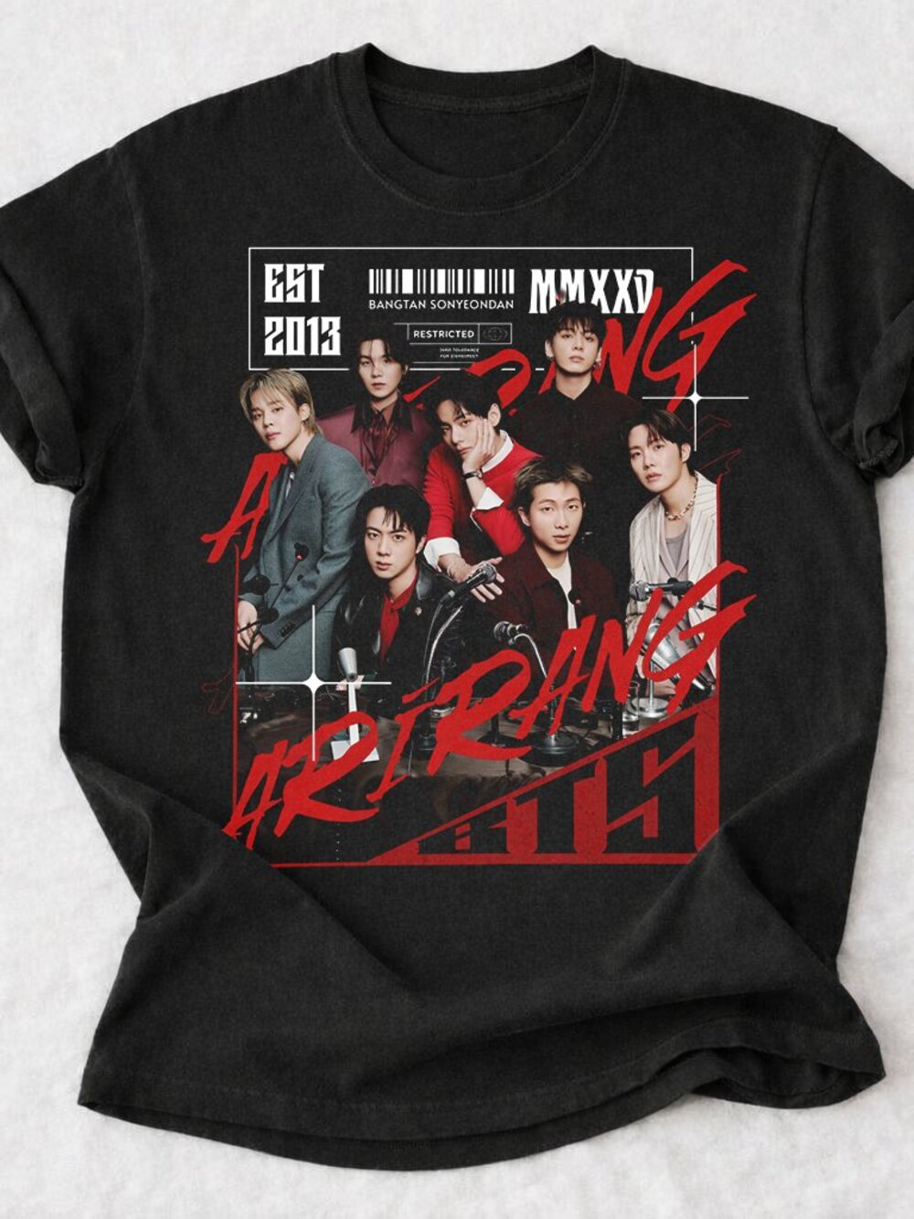 BTS World Tour Concert Shirt Bangtan Sonyeondan Graphic Kpop Fan Tee